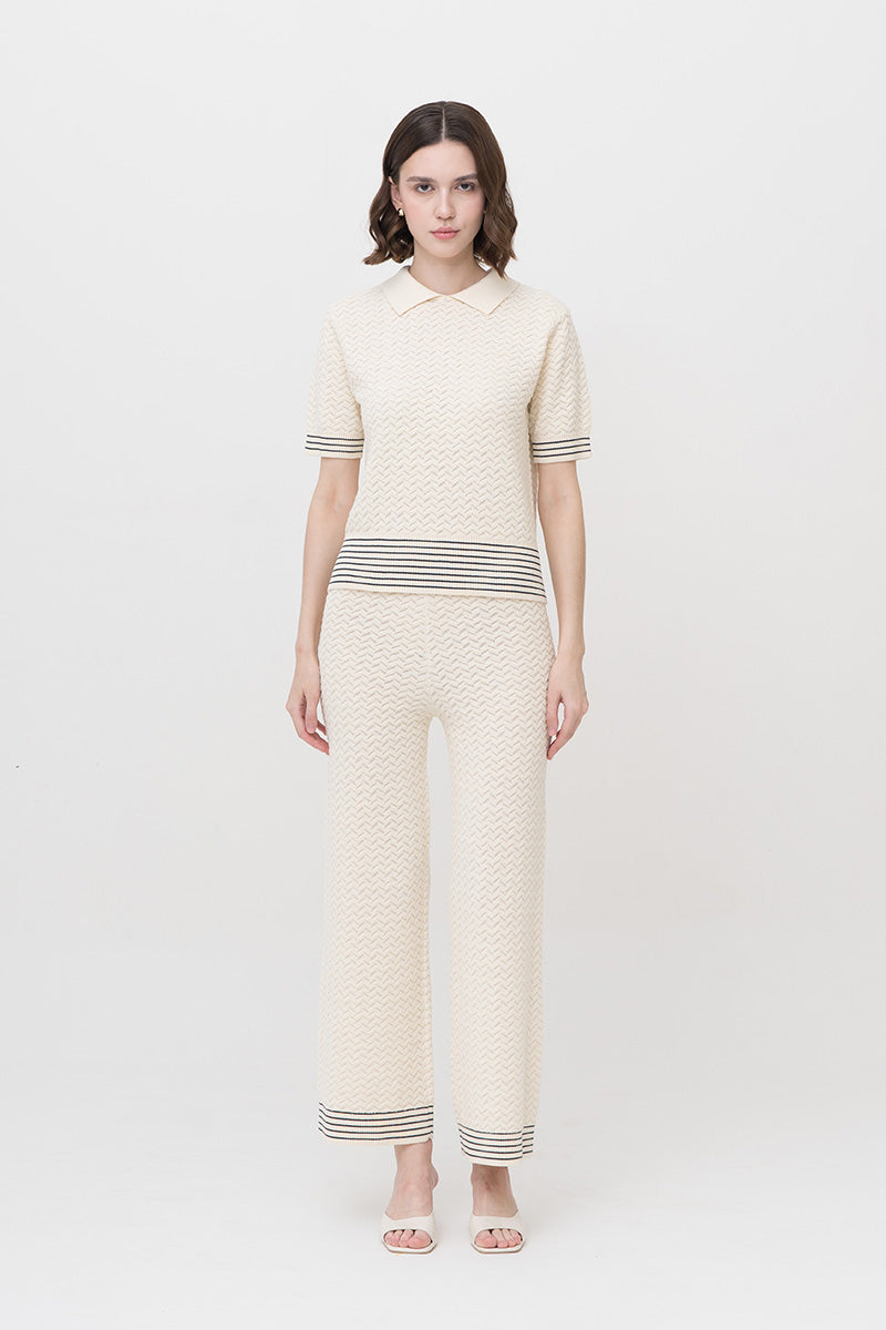 Essential Pointelle-Knit Polo Shirt In Cream