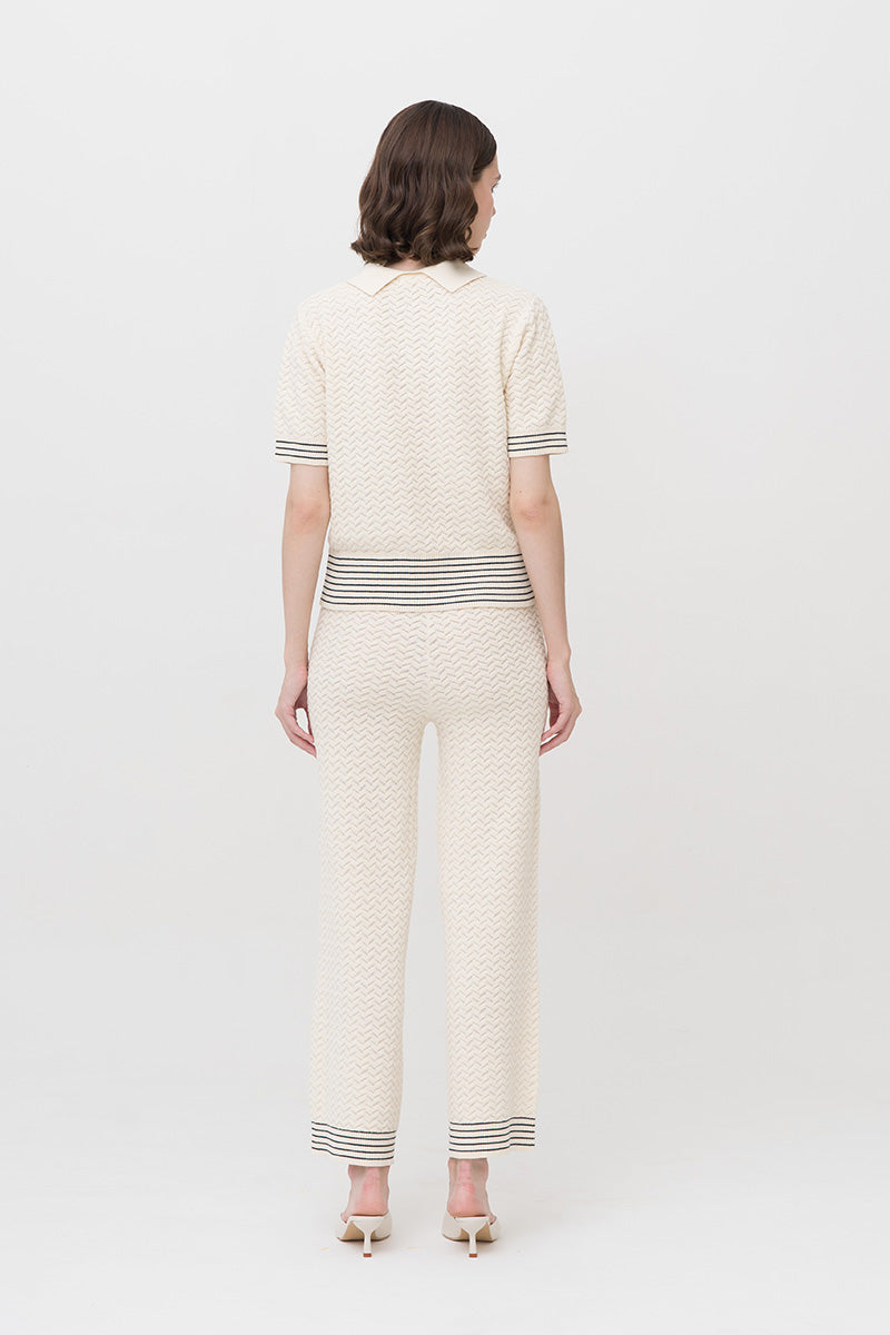 Essential Pointelle-Knit Polo Shirt In Cream