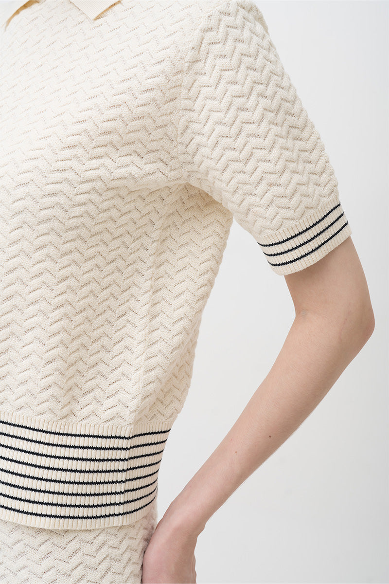 Essential Pointelle-Knit Polo Shirt In Cream