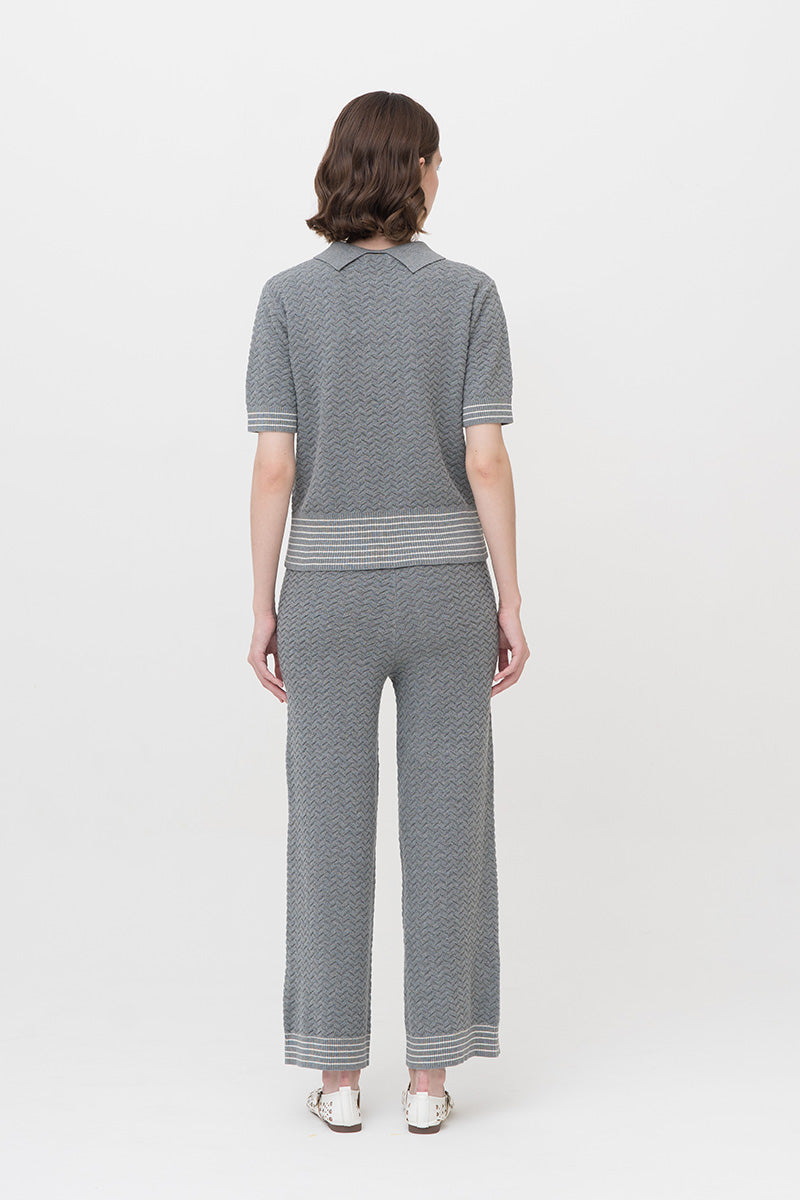 Essential Pointelle-Knit Polo Shirt In Stone Grey