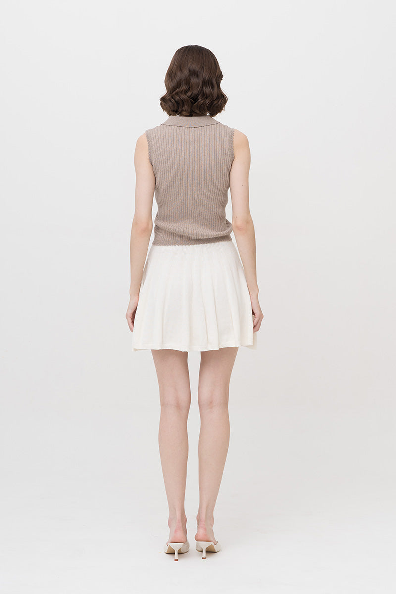 Essential Rib-Knit Cotton Polo Vest In Taupe