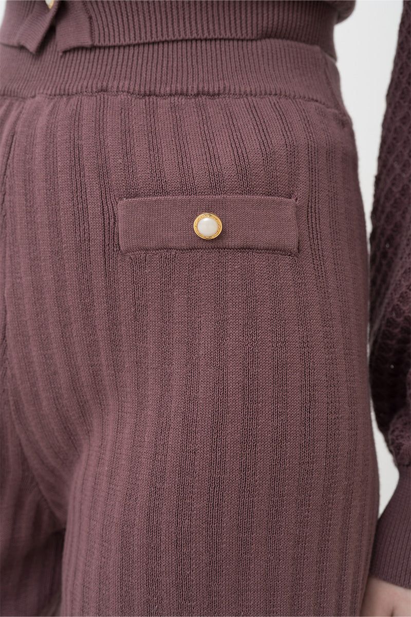 Rib-Knit Shorts In Dark Mauve