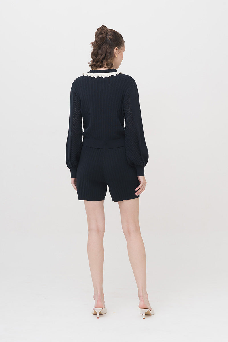 Rib-Knit Shorts In Midnight Blue