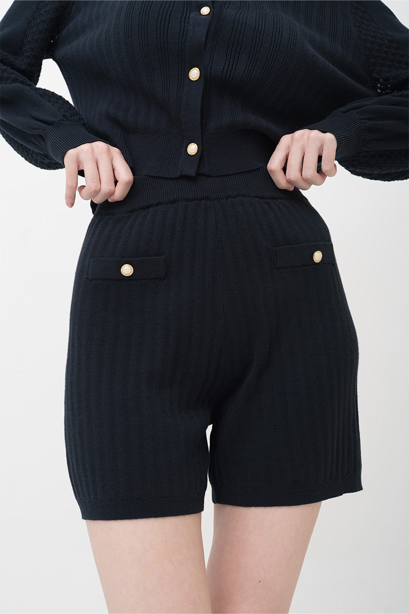 Rib-Knit Shorts In Midnight Blue