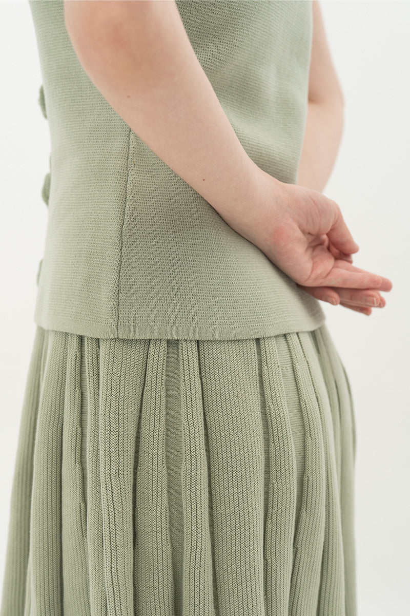 Essential Flower Buttoned Vest In Sage Green