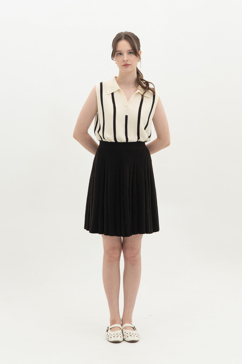 Essential Pleated Knit Mini Skirt In Cacao