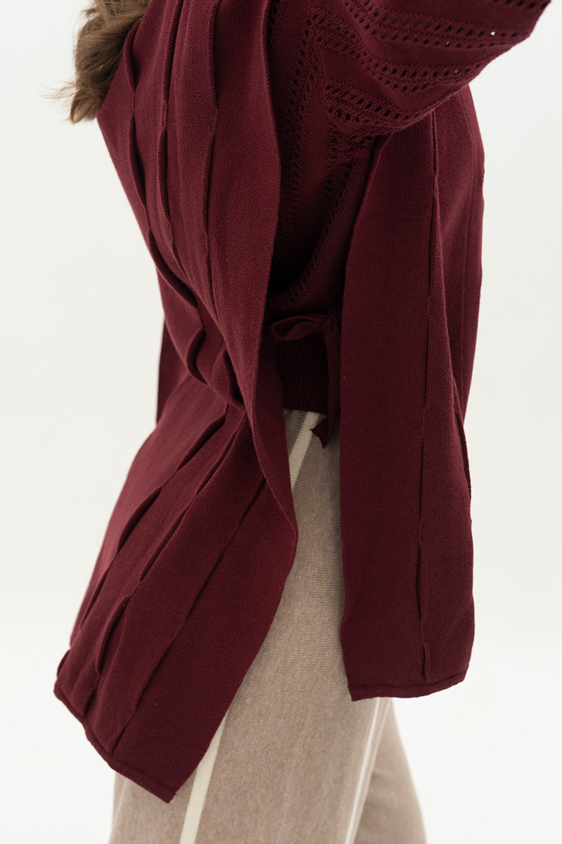 Essential Side-Tie Vest In Maroon
