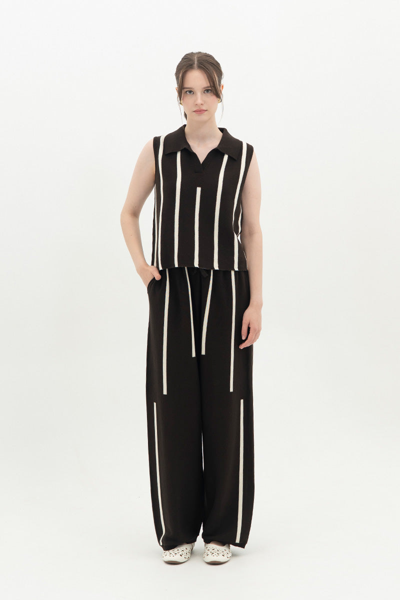 Essential Striped Jogger Pants In Cacao