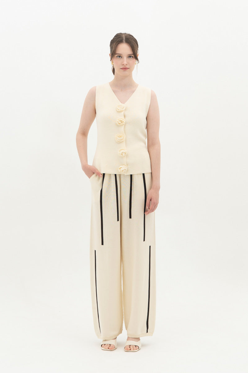 Essential Striped Jogger Pants In Cream