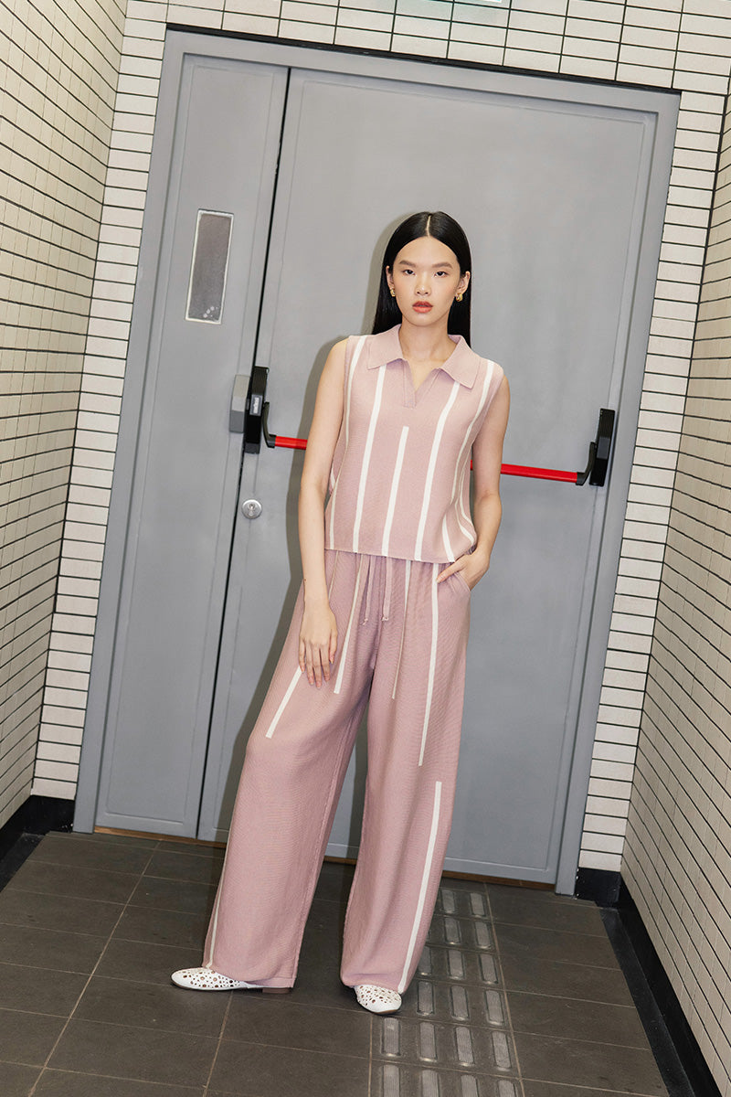 Essential Striped Jogger Pants In Mauve Pink