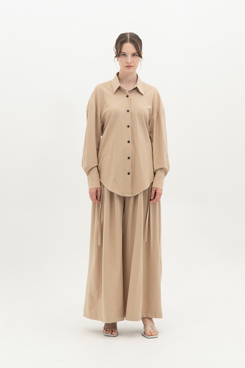 Backless Shirt In Beige