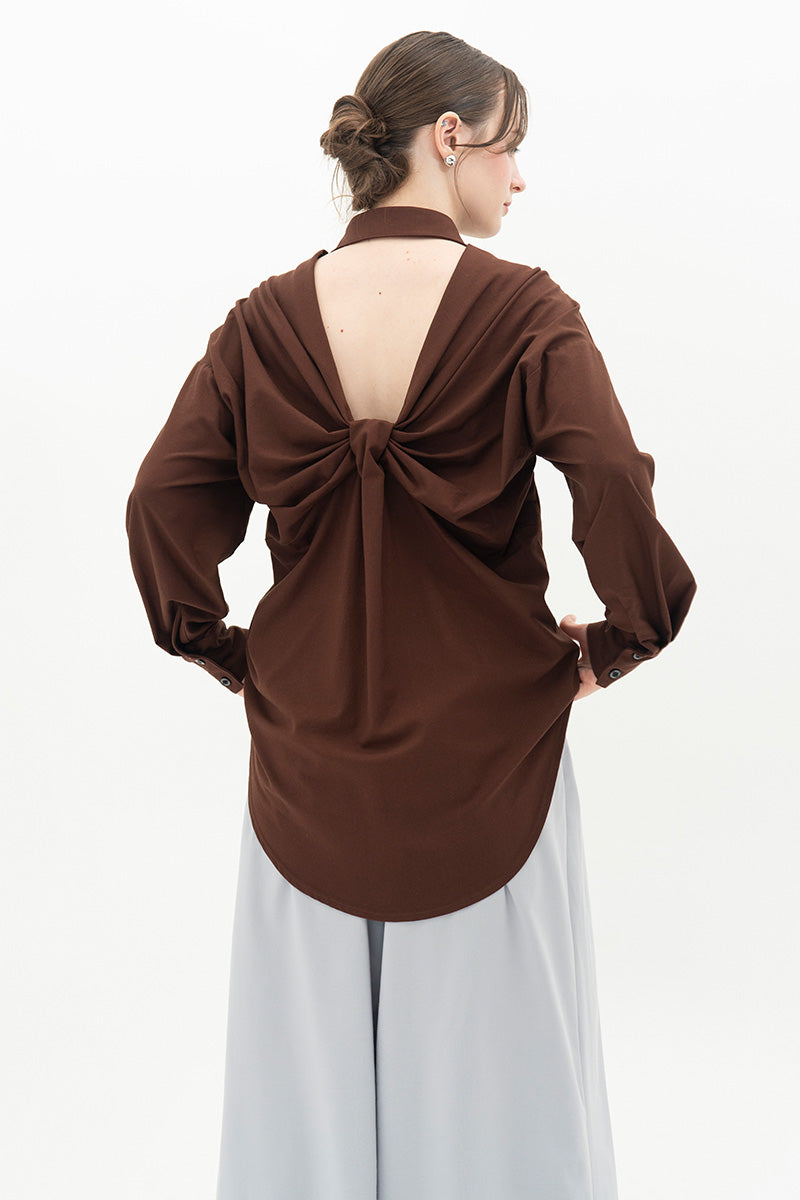 Backless Shirt In Chocolate Brown