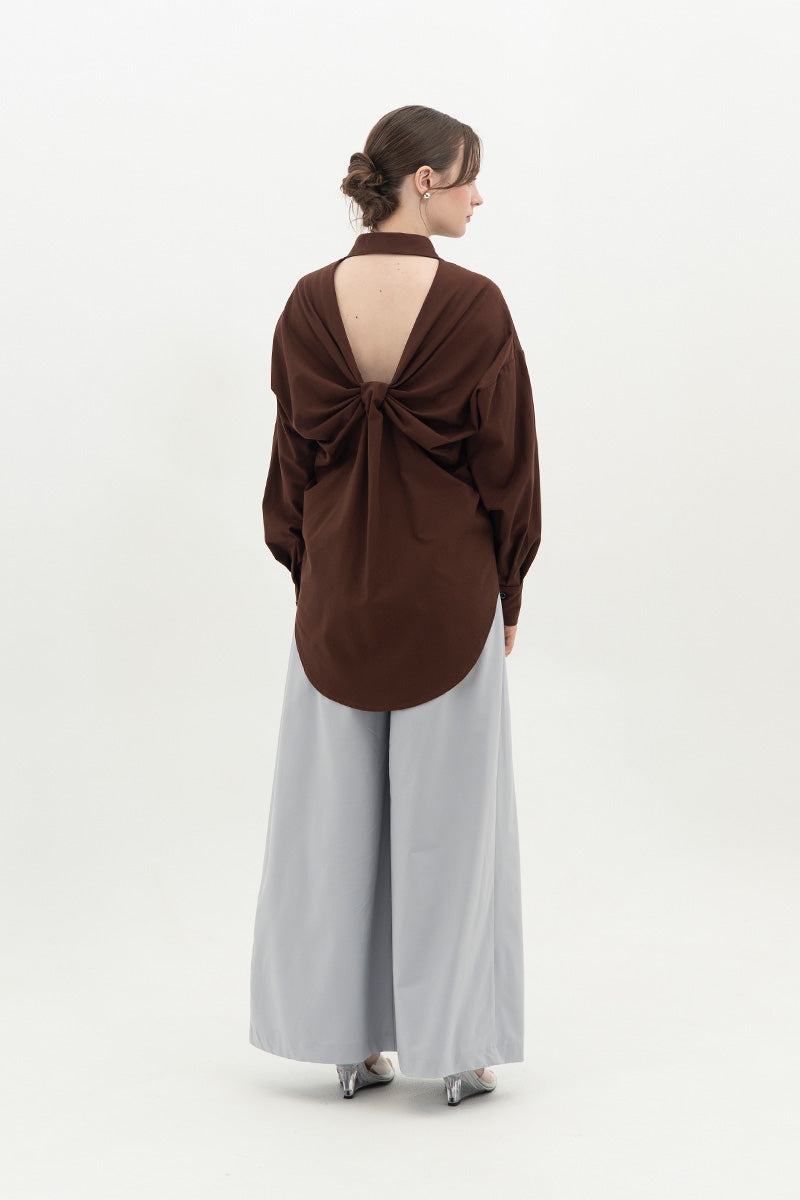 Backless Shirt In Chocolate Brown