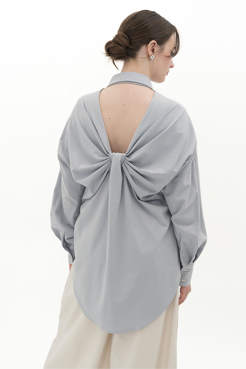 Backless Shirt In Light Slate Grey
