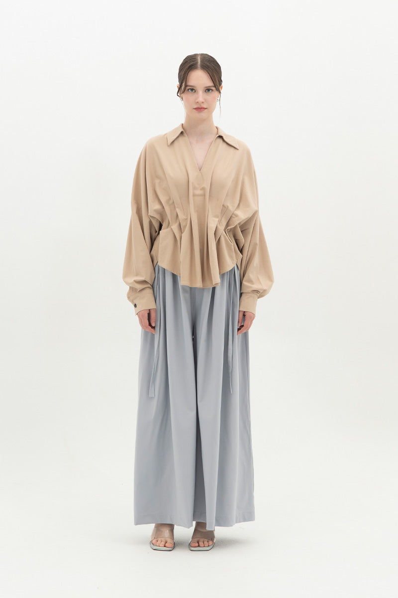 Pleated Shirt In Beige