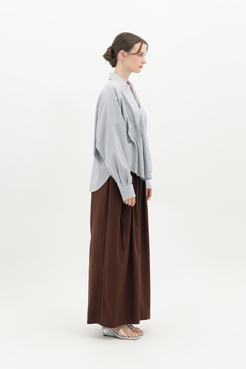 Pleated Shirt In Light Slate Grey