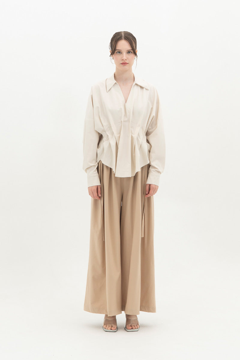 Pleated Shirt In Off White