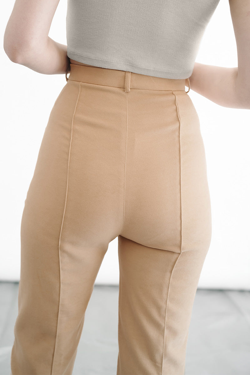 Zipper Slim Pants In Camel