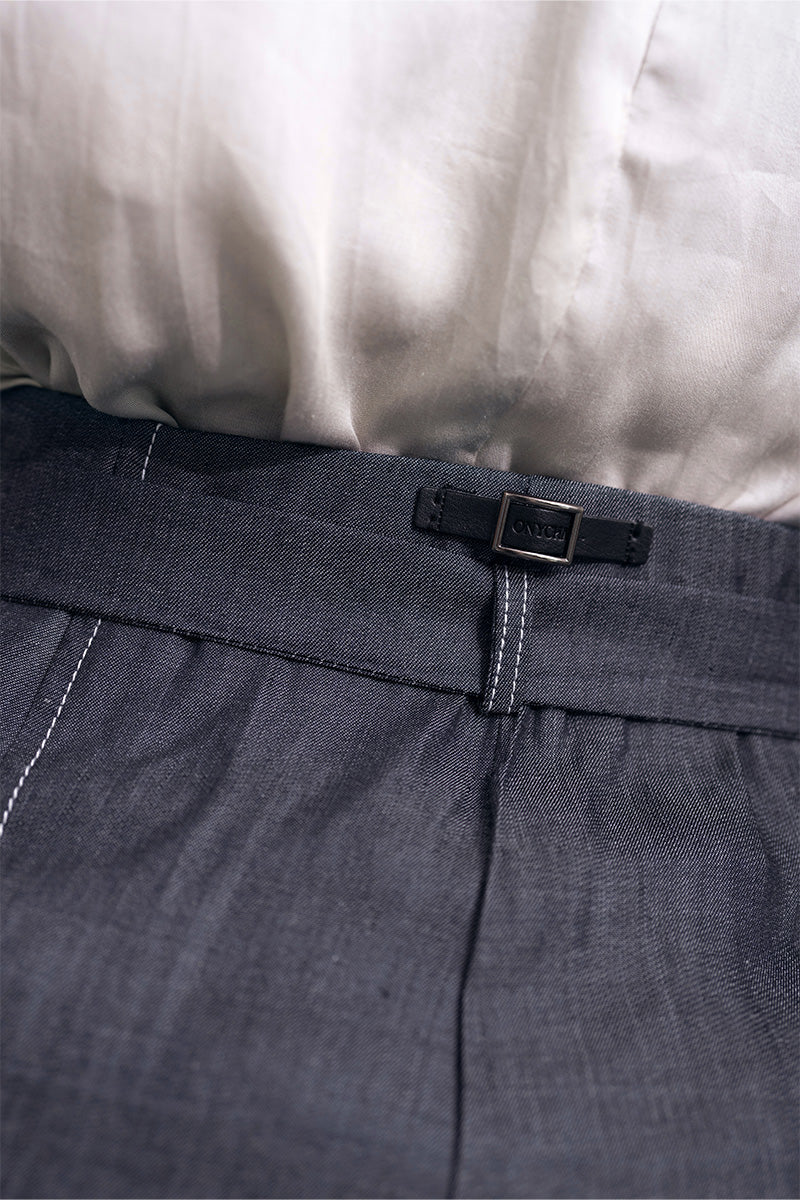 Buckle Straight Leg Denim Pants In Dark Indigo