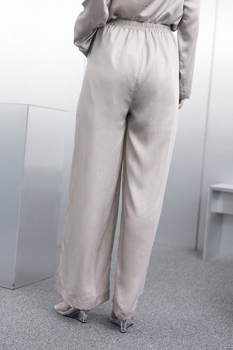 Sateen Straight Leg Pants In Dove Grey