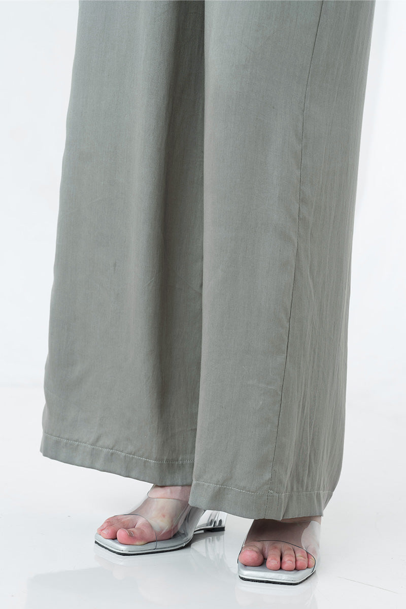 Sateen Straight Leg Pants In Forest Sage