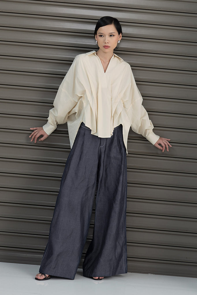 Pleated Shirt In Cream
