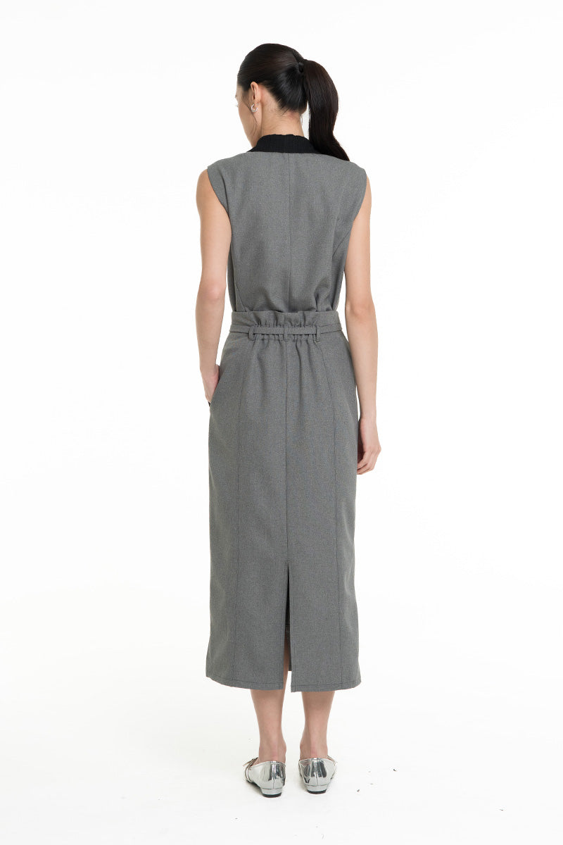 Asymmetric Wrap Midi Skirt In Cool Grey