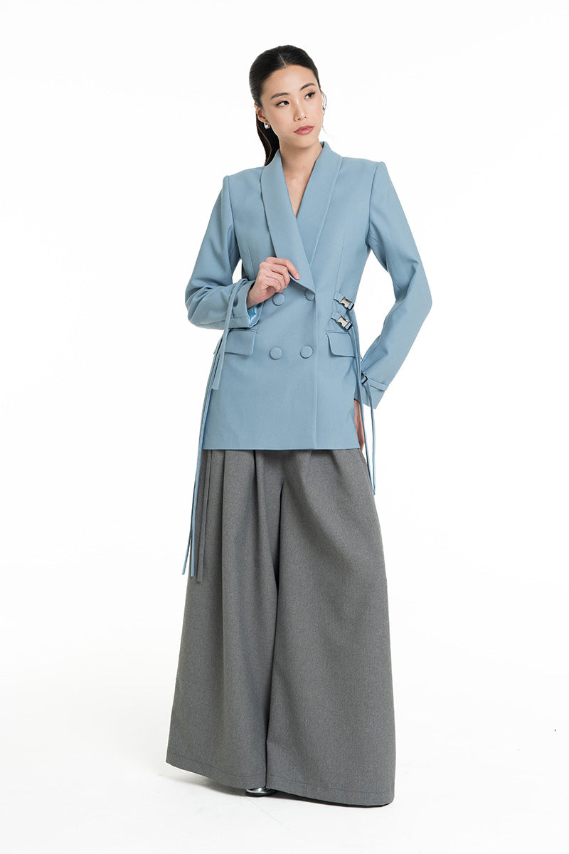 Buckle 15 Long Fitted Blazer In Sky Blue