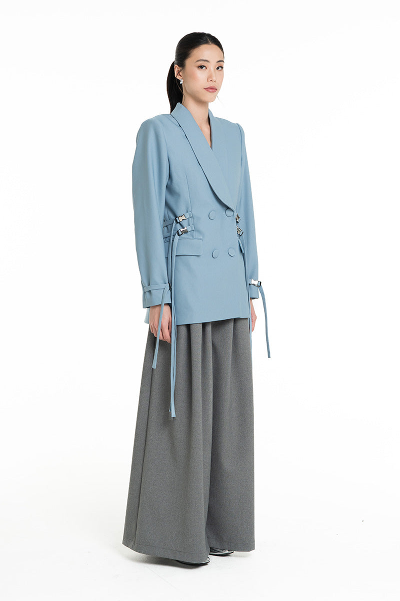 Buckle 15 Long Fitted Blazer In Sky Blue