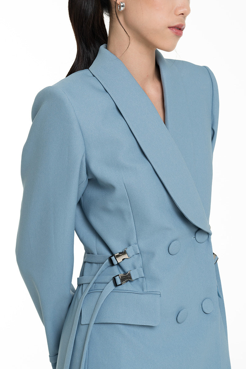 Buckle 15 Long Fitted Blazer In Sky Blue