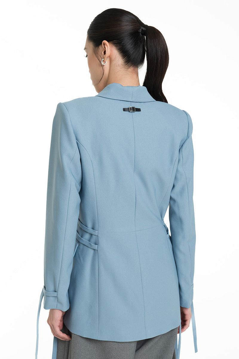 Buckle 15 Long Fitted Blazer In Sky Blue