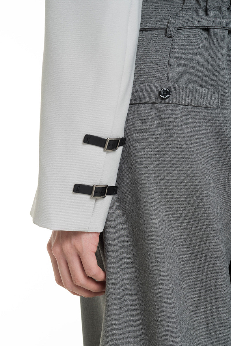 Buckle Cropped Blazer In Light Grey