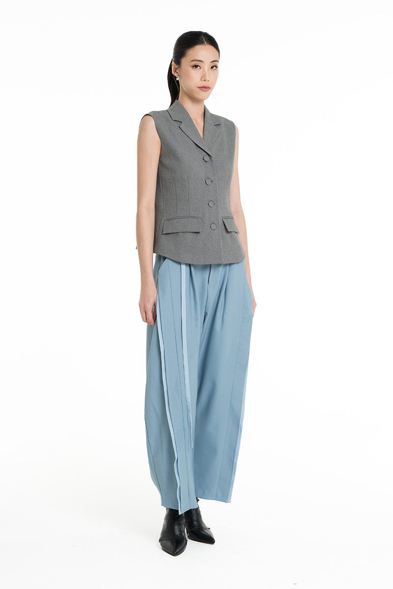 Collared Vest In Cool Grey