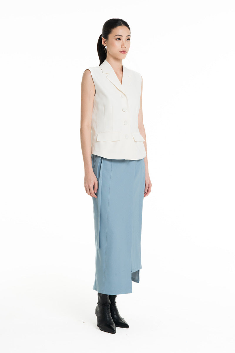 Collared Vest In Ivory