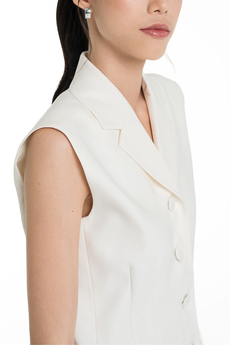 Collared Vest In Ivory