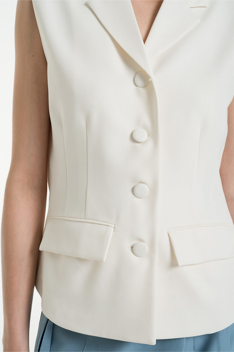 Collared Vest In Ivory