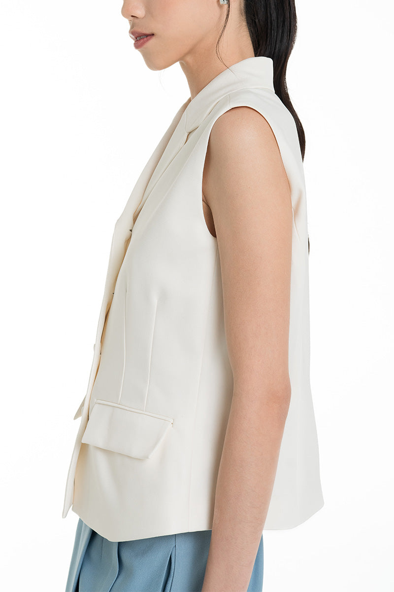Collared Vest In Ivory