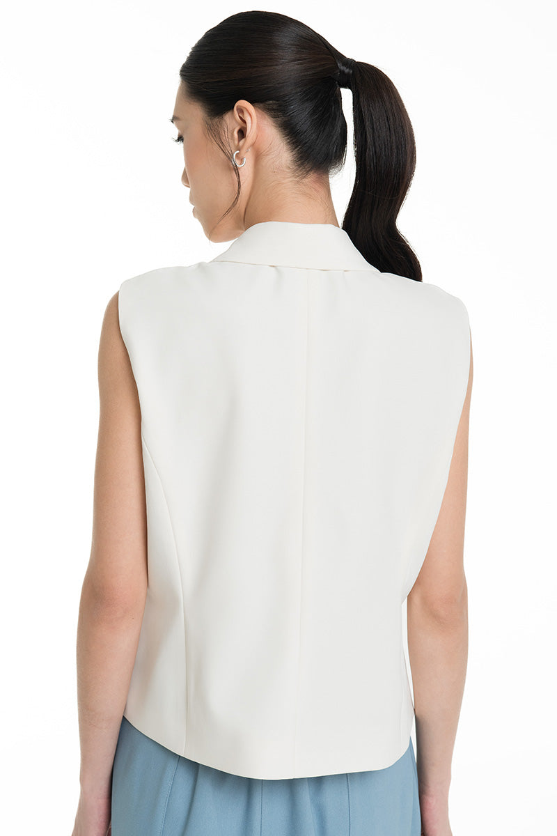 Collared Vest In Ivory