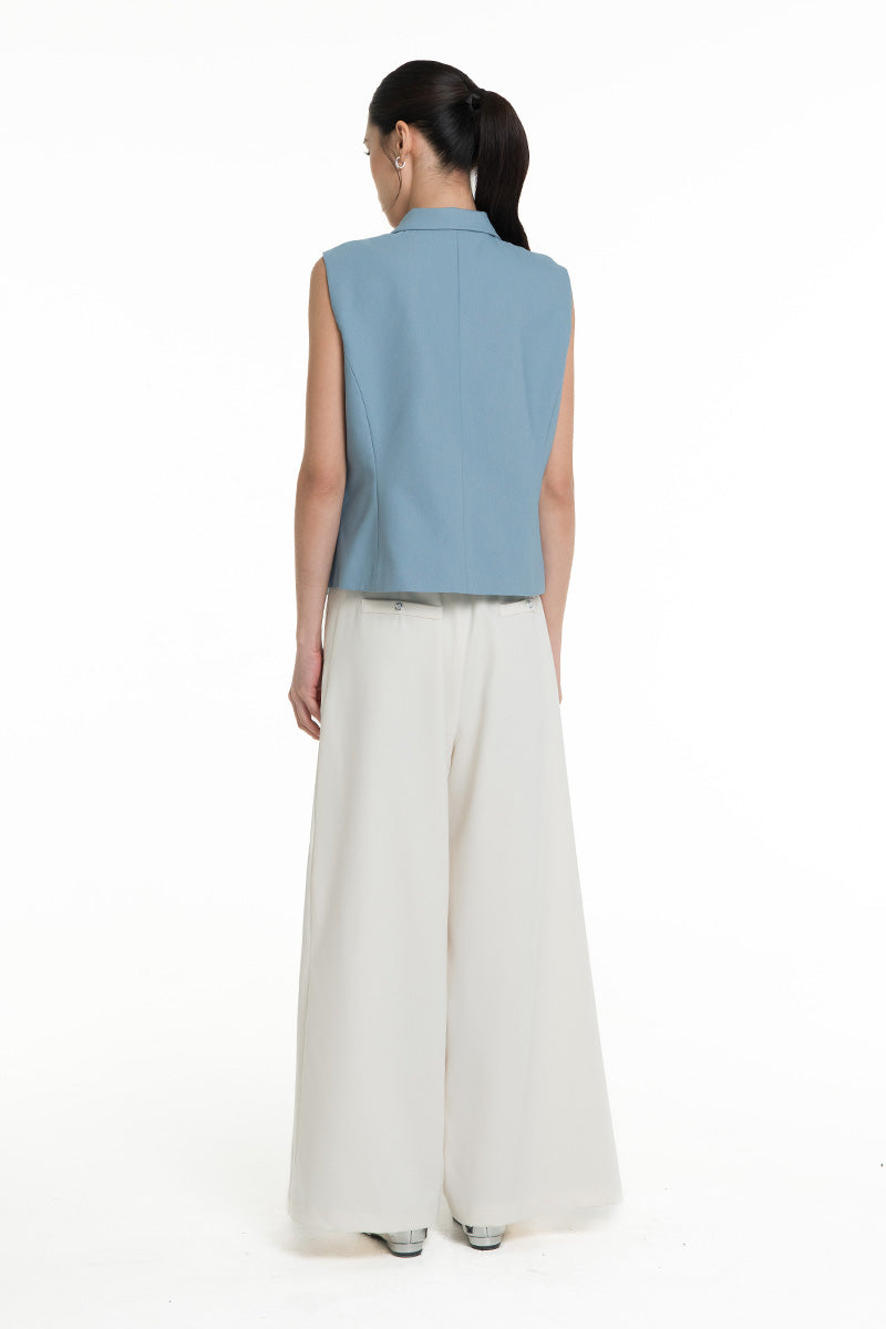 Collared Vest In Sky Blue