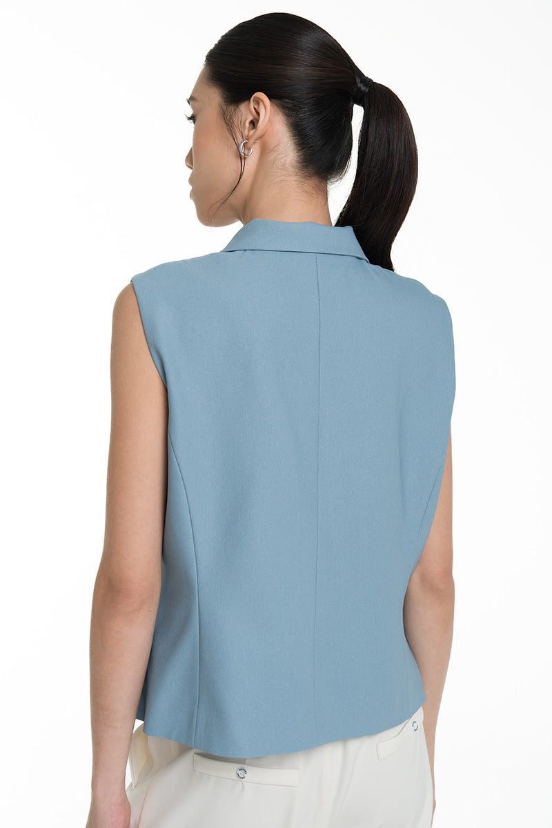 Collared Vest In Sky Blue