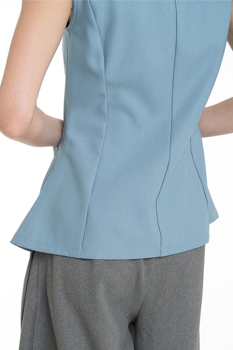 Contrast Topstitch Vest In Sky Blue