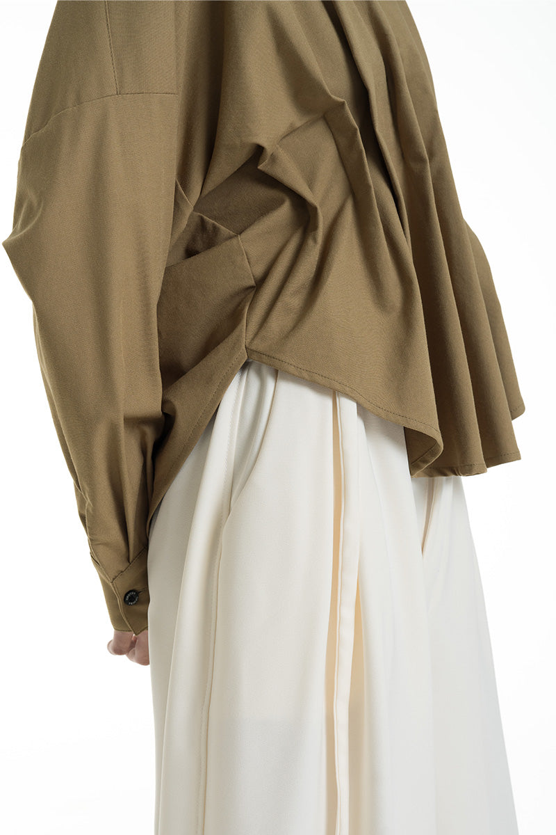 Pleated Shirt In Military Olive