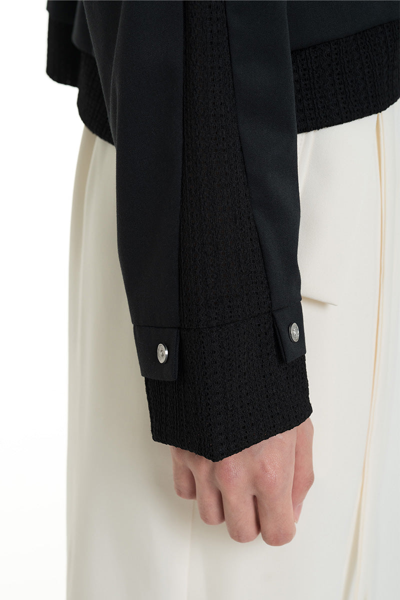 Shirt With Openwork Knitted Details In Black