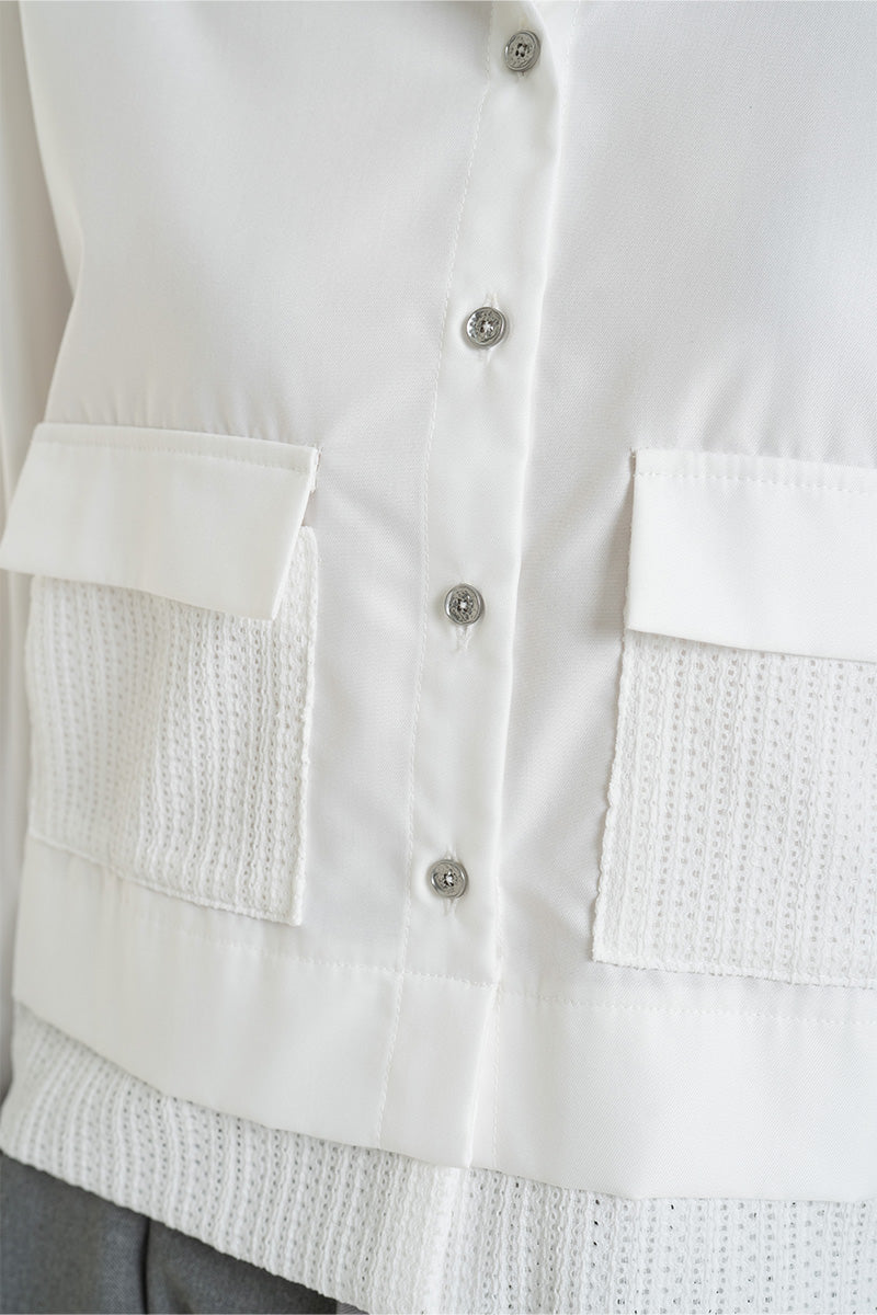 Shirt With Openwork Knitted Details In White