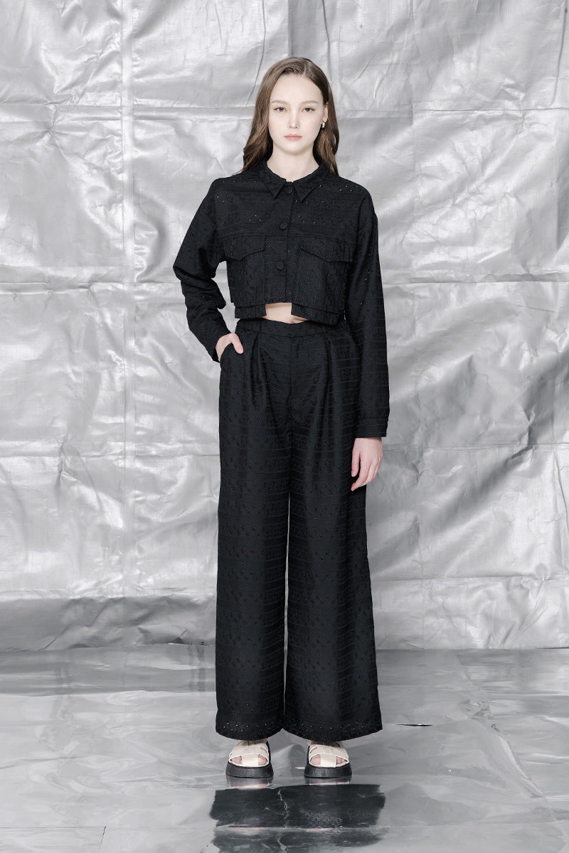 Embroidery Long Pants In Black