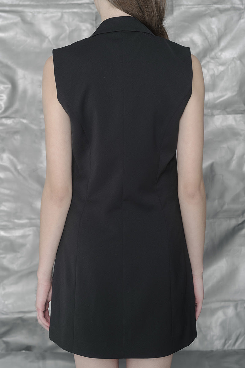 Zipper Collar Dress In Black