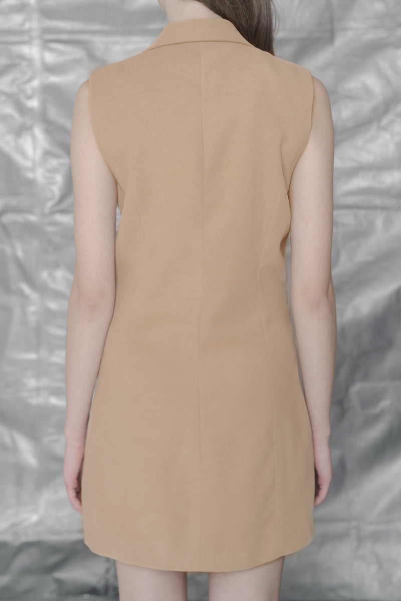 Zipper Collar Dress In Camel