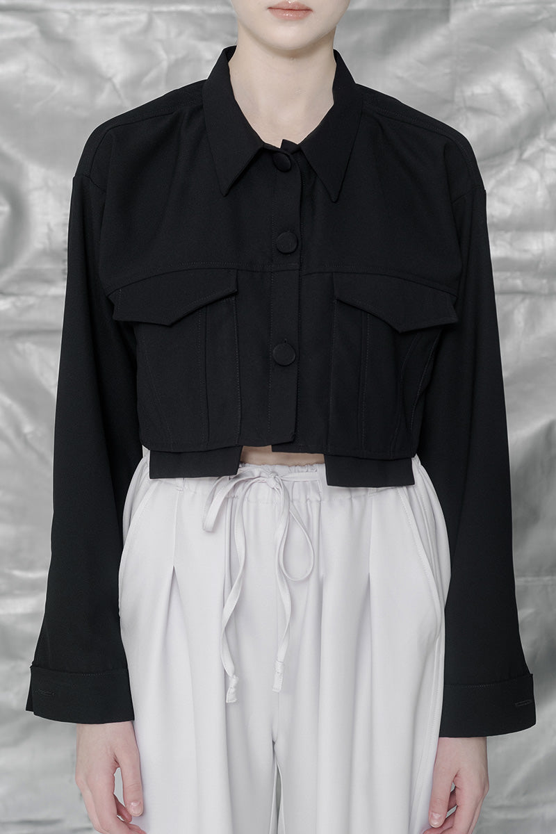 Crop Pocket Shirt In Black