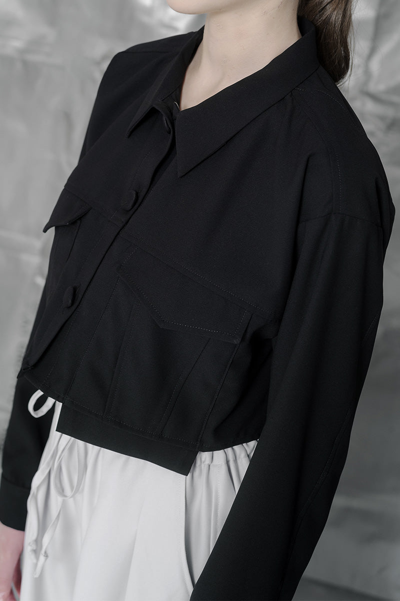 Crop Pocket Shirt In Black