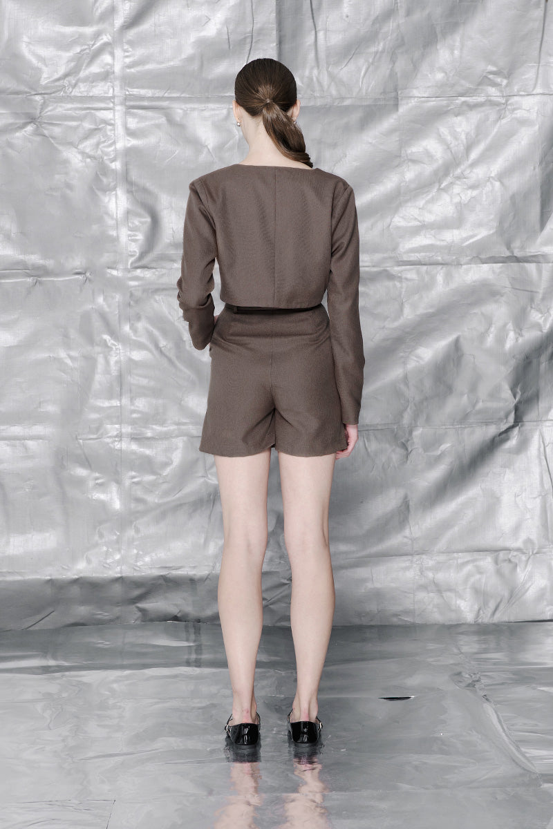 Zipper Skort In Dark Khaki